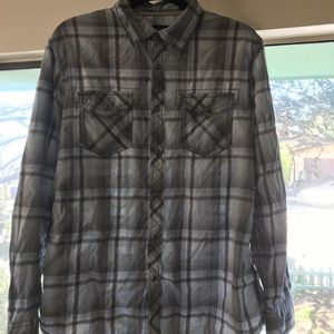 Men’s large gray and blue L button down shirt